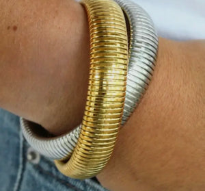 Two Tone Metal Twisted Bracelet