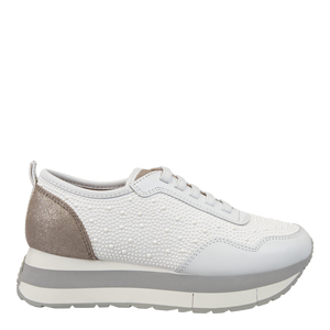 NAKED FEET - KINETIC in WHITE PEARL Platform Sneakers