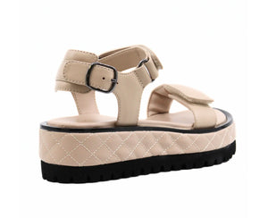 ALL BLACK FOOTWEAR Quilted Vel Sandal - Nude Leather
