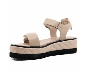 ALL BLACK FOOTWEAR Quilted Vel Sandal - Nude Leather