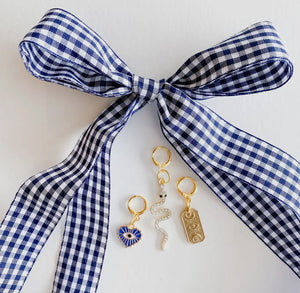 Gingham Lace & charm set