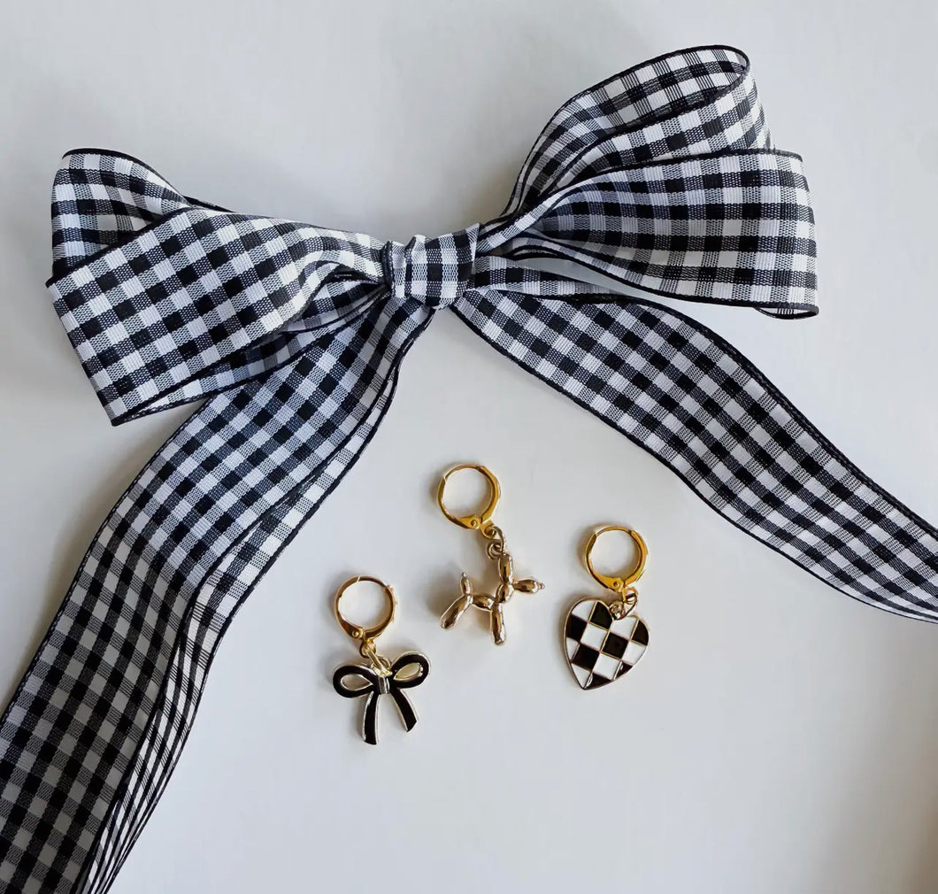 Gingham Lace & charm set