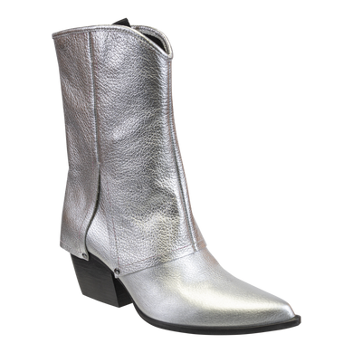 NAKED FEET - CURIO in SILVER Heeled Mid Shaft Boots