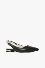 All Black Footwear - Royal Sling Flat - Black Leather