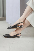 All Black Footwear - Royal Sling Flat - Black Leather