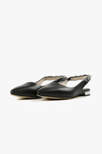 All Black Footwear - Royal Sling Flat - Black Leather