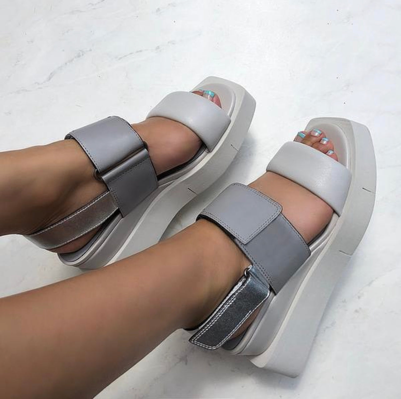 NAKED FEET - PARADOX in GREY Wedge Sandals – Pumps Boutique