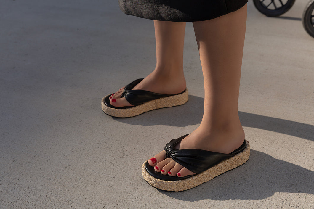 NAKED FEET - COSTA in BLACK Platform Sandals