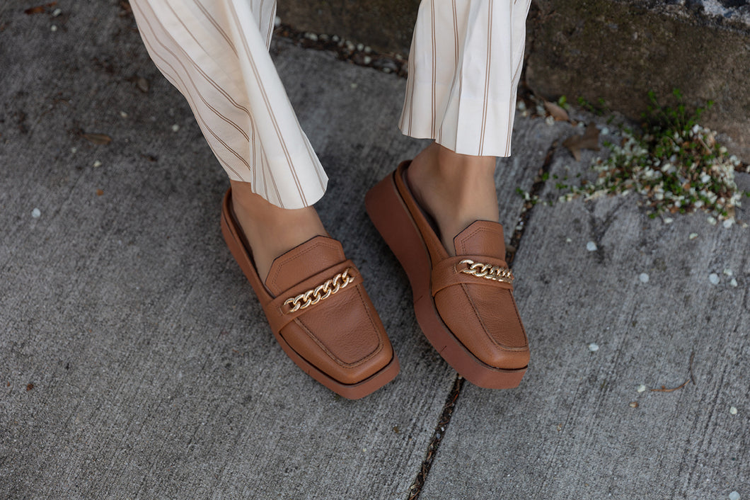 NAKED FEET - ELECT in BROWN Platform Mules